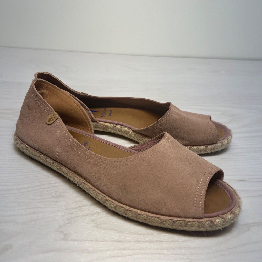 Verbenas Cruz Pink Suede D'Orsay Open Toe Espadrille Flats Size EU 41‎ US 10